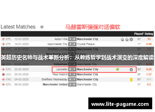 英超历史名帅与战术革新分析：从教练哲学到战术演变的深度解读